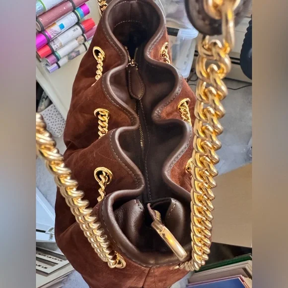 Coach NWT Honey Brown Suede Evelyn Large Shoulder Bag - Picture 11 of 13